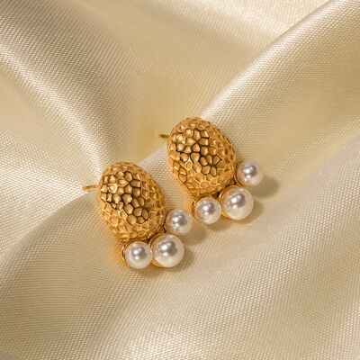 Imitation Pearl Stainless Steel Stud Earrings - SELFTRITSS