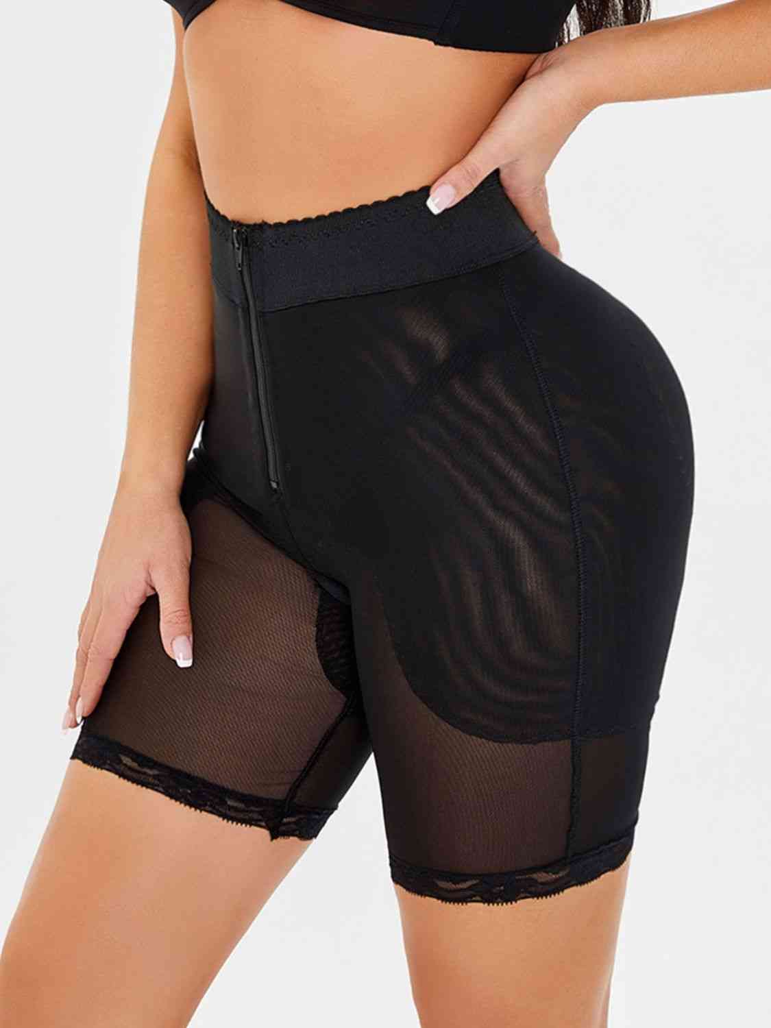 Full Size High-Waisted Lace Trim Shaping Shorts - SELFTRITSS