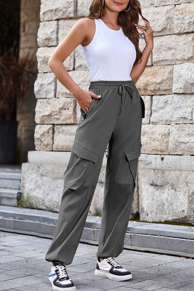 Drawstring High Waist Cargo Pants - SELFTRITSS