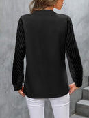 Notched Long Sleeve Blouse - SELFTRITSS