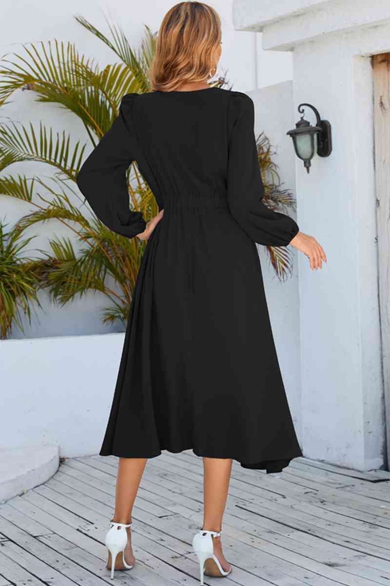 Twisted Long Sleeve Midi Dress - SELFTRITSS   