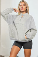 Half Zip Dropped Shoulder Sweatshirt - SELFTRITSS   