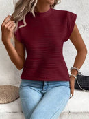 Mock Neck Cap Sleeve T-Shirt - SELFTRITSS   