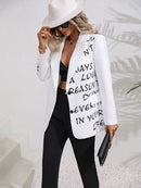 Letter Graphic Button Up Blazer - SELFTRITSS