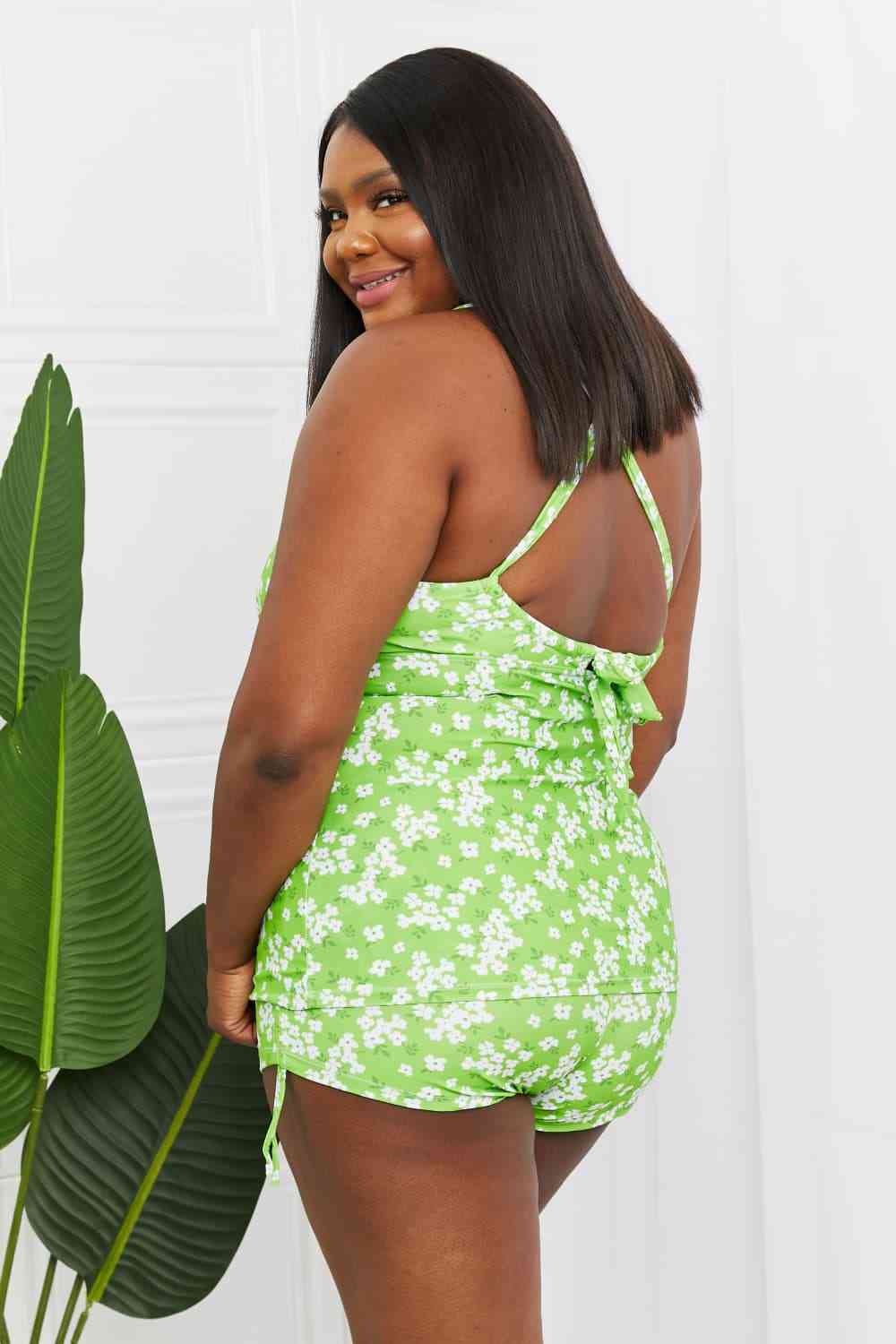 Marina West Swim By The Shore Full Size Two-Piece Swimsuit in Blossom Green - SELFTRITSS