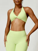 Twisted Halter Neck Active Bra - SELFTRITSS   