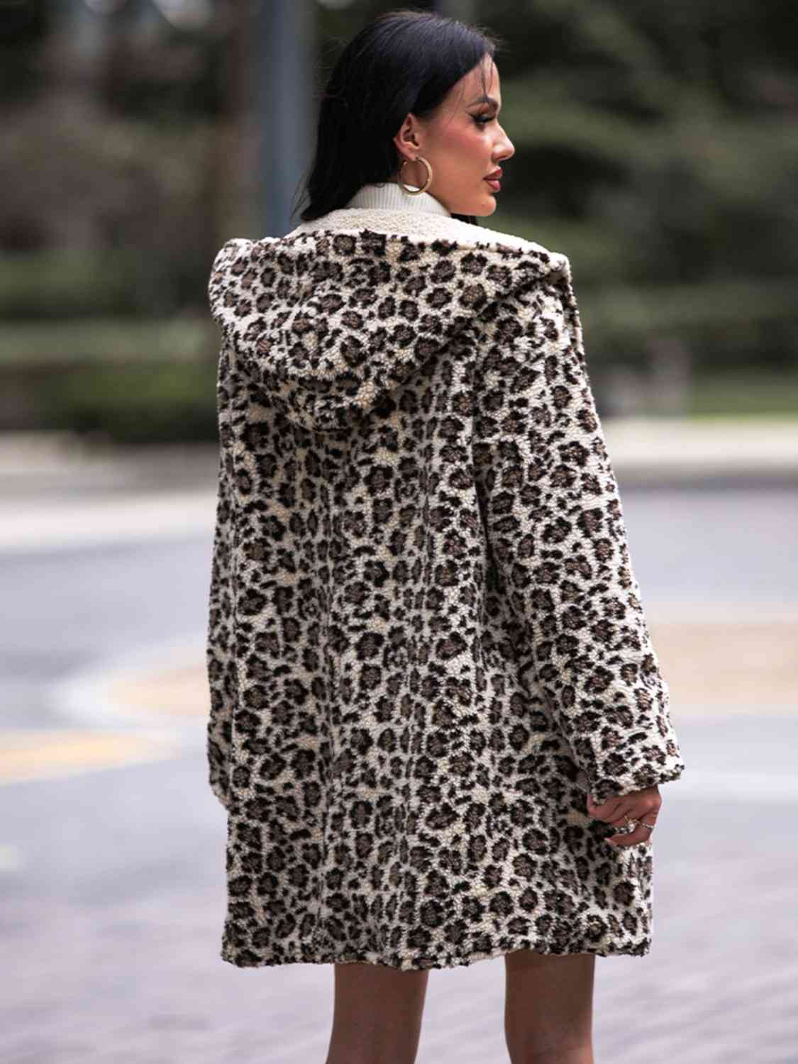 Leopard Hooded Coat with Pockets - SELFTRITSS