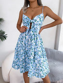 Printed Plunge Cap Sleeve Cami Dress - SELFTRITSS