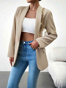 Lapel Collar Long Sleeve Blazer - SELFTRITSS