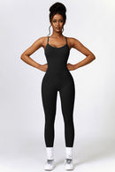 Open Back Spaghetti Strap Sports Jumpsuit - SELFTRITSS   