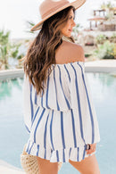 Striped Off Shoulder Smocked Romper - SELFTRITSS