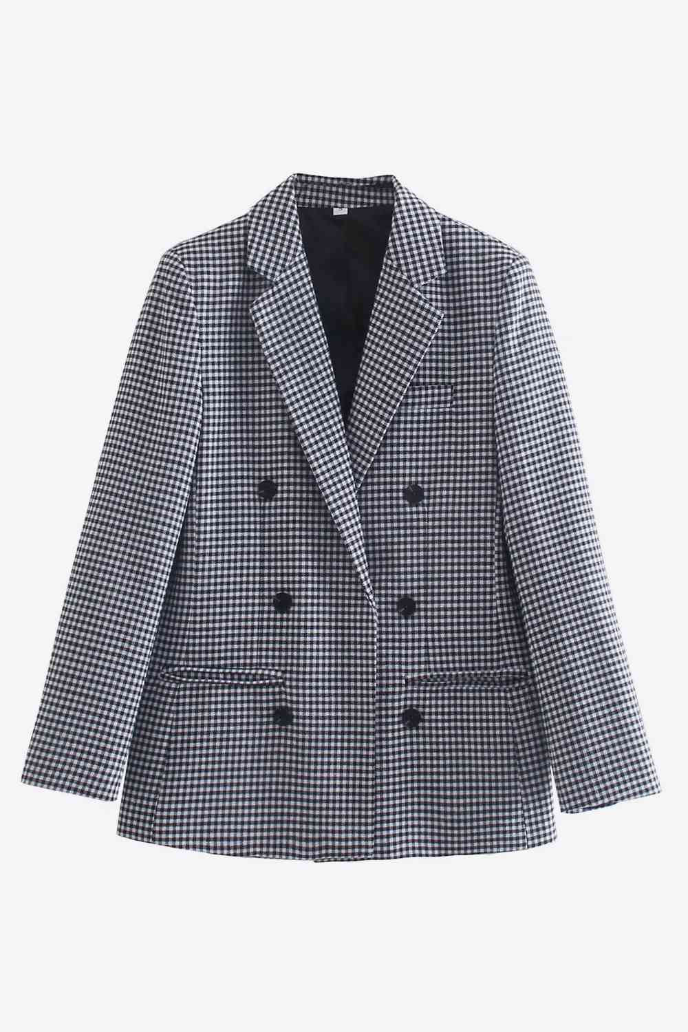 Plaid Double-Breasted Blazer - SELFTRITSS