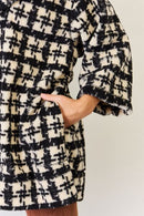 J.NNA Fuzzy Plaid Waist Tie Hooded Robe Cardigan - SELFTRITSS