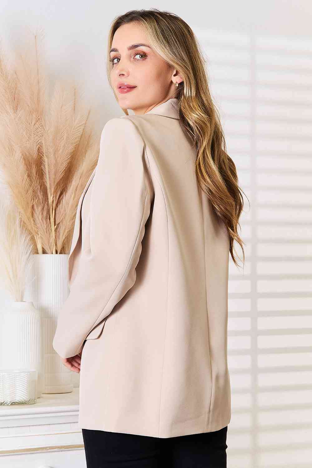 Double Take Shawl Collar Long Sleeve Blazer - SELFTRITSS