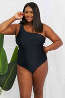 Marina West Swim Deep End One-Shoulder One-Piece Swimsuit in Black - SELFTRITSS