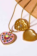 Rhinestone Decor Heart Box Pendant Necklace - SELFTRITSS