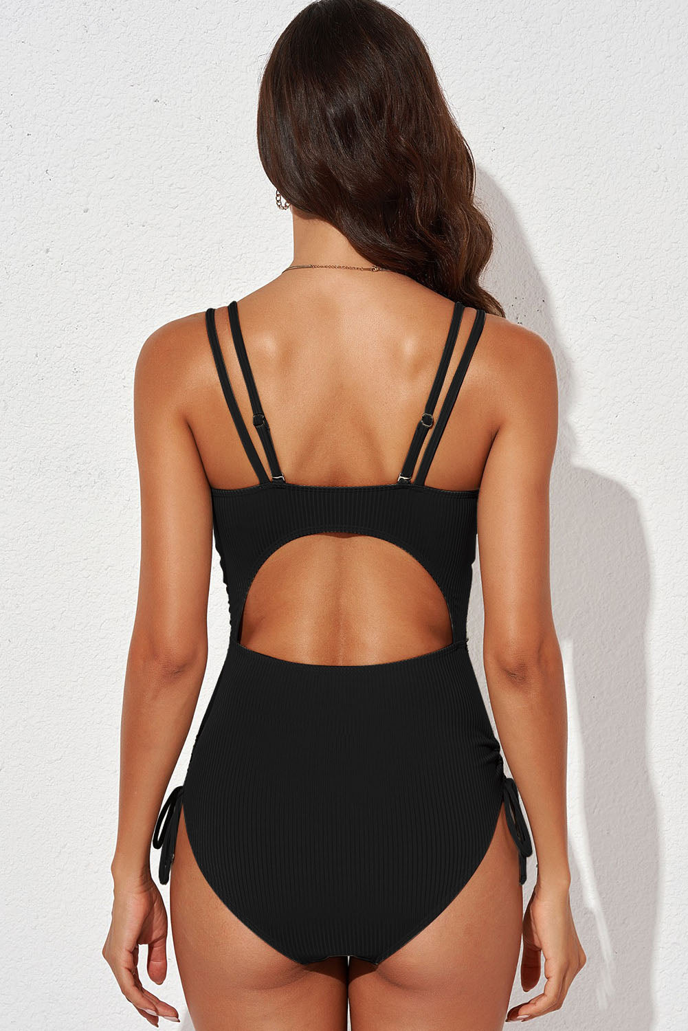 Tied Cutout Plunge One-Piece Swimsuit - SELFTRITSS