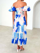 Twisted Printed Puff Sleeve Dress - SELFTRITSS   