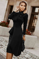 Bow Detail Long Sleeve Dress - SELFTRITSS