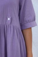 Decorative Button Round Neck Half Sleeve Dress - SELFTRITSS