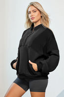 Half Zip Dropped Shoulder Sweatshirt - SELFTRITSS   