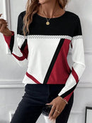 Contrast Round Neck Long Sleeve T-Shirt - SELFTRITSS