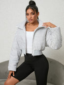 Houndstooth Zip-Up Jacket - SELFTRITSS