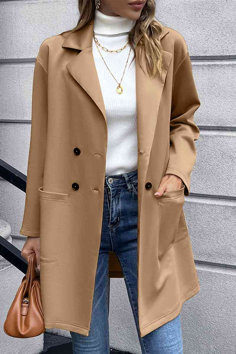 Lapel Collar Long Sleeve Blazer - SELFTRITSS