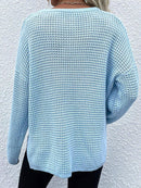 Notched Long Sleeve Sweater - SELFTRITSS   