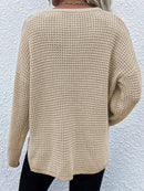 Notched Long Sleeve Sweater - SELFTRITSS   