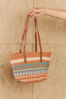 Fame By The Sand Straw Braided Striped Tote Bag - SELFTRITSS