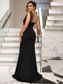 Rhinestone One-Shoulder Formal Dress - SELFTRITSS