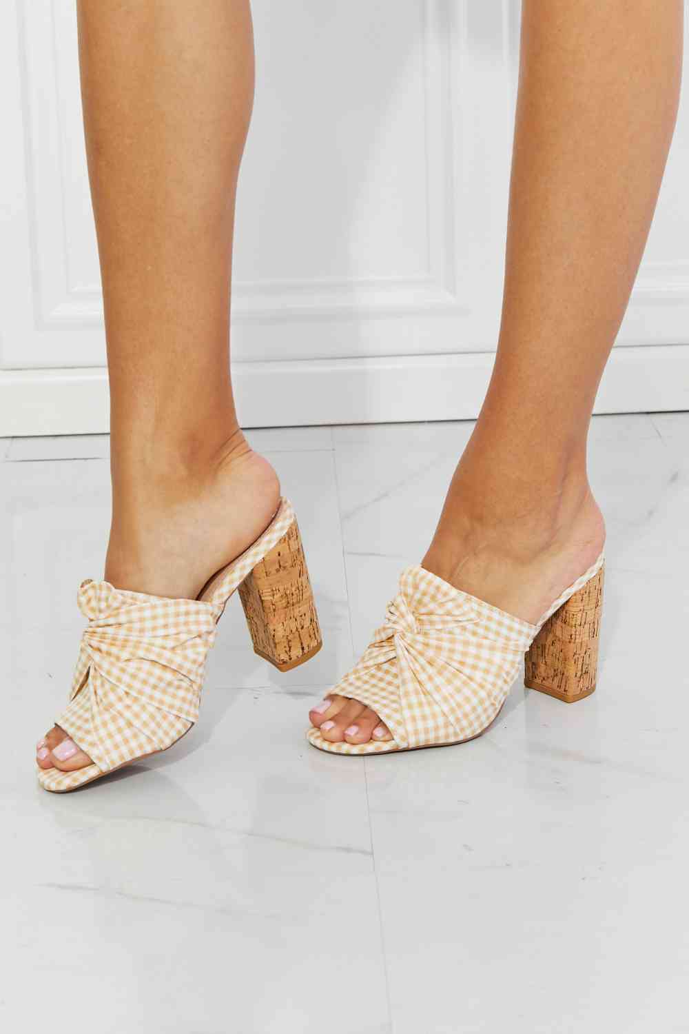 Qupid Freshly Picked Twist Peep Toe Block Heel Mule - SELFTRITSS   