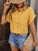 Textured Pocketed Button Up Shirt - SELFTRITSS