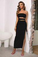 Cutout Strapless Split Dress - SELFTRITSS