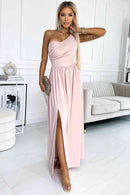 One-Shoulder Slit Maxi Dress - SELFTRITSS