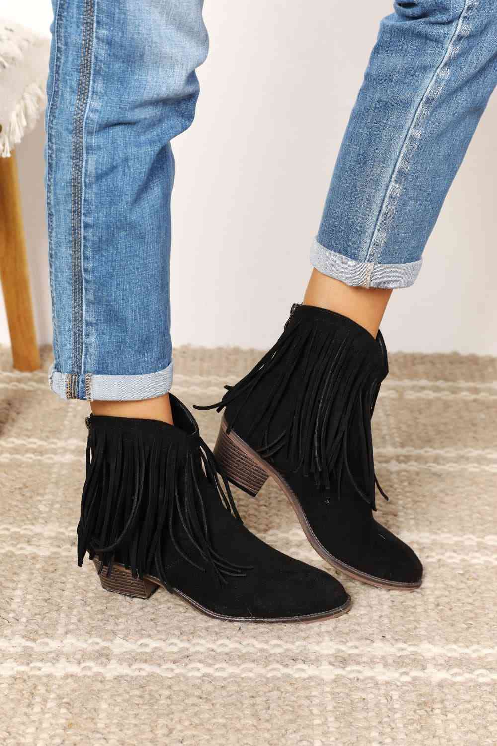 Legend Women's Fringe Cowboy Western Ankle Boots - SELFTRITSS