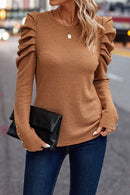 Decorative Button Puff Sleeve T-Shirt - SELFTRITSS   