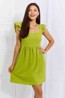 Culture Code Sunny Days Full Size Empire Line Ruffle Sleeve Dress in Lime - SELFTRITSS