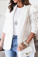 Collared Neck Puff Sleeve Blazer - SELFTRITSS