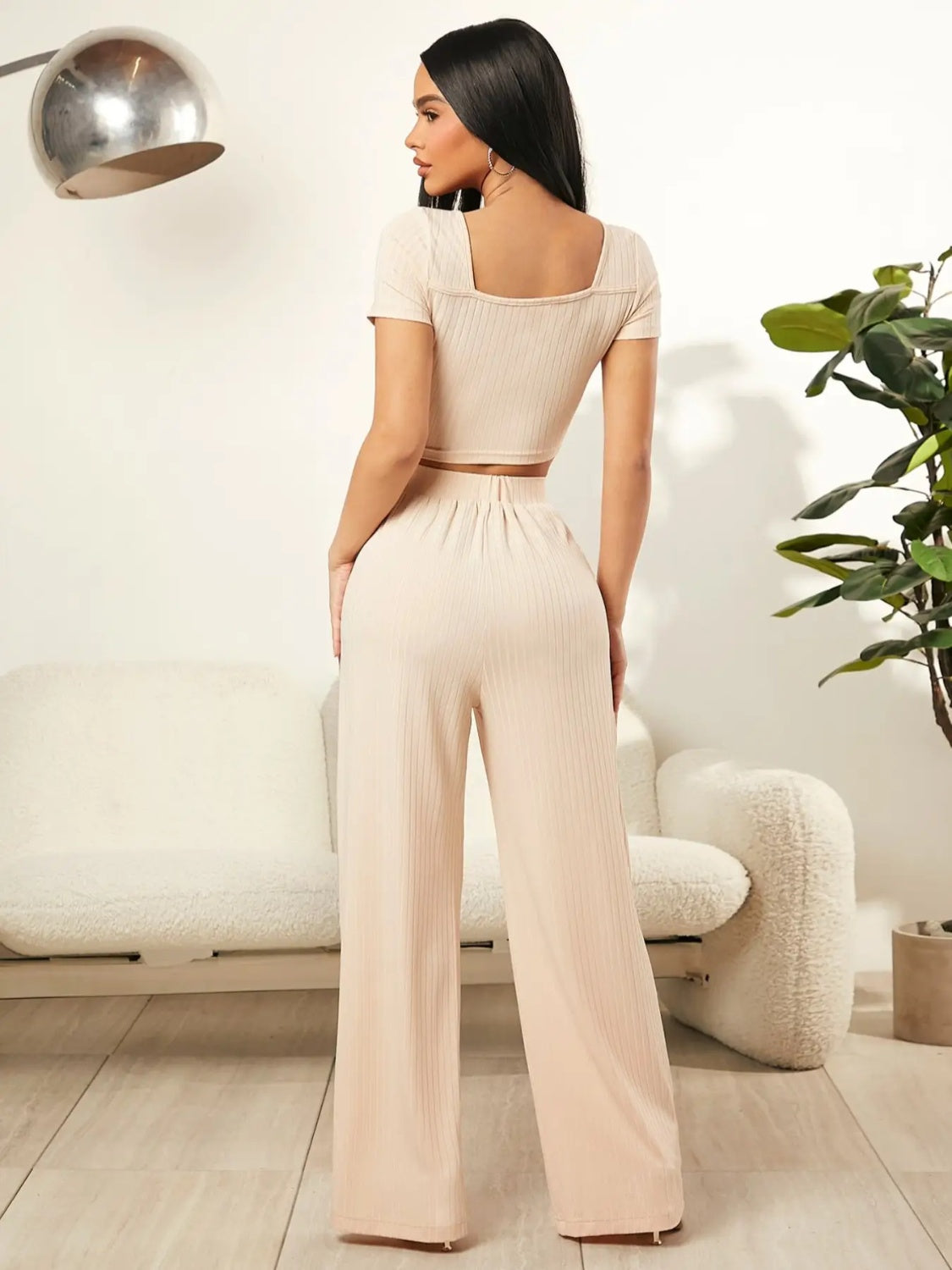 Square Neck Top and Pants Set - SELFTRITSS