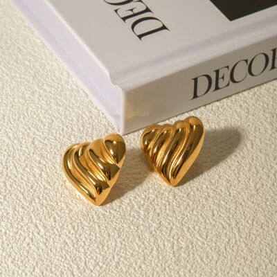 Stainless Steel Heart Shape Stud Earrings - SELFTRITSS