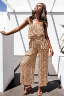 Printed Strapless Tie Waist Wide Leg Jumpsuit - SELFTRITSS   