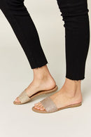 WILD DIVA Rhinestone Open Toe Flat Sandals - SELFTRITSS