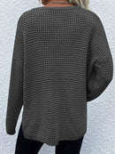 Notched Long Sleeve Sweater - SELFTRITSS   