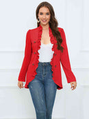 Ruffle Trim Long Sleeve Blazer - SELFTRITSS