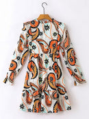 Ruffled Printed Flounce Sleeve Mini Dress - SELFTRITSS