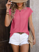 Rolled Cap Sleeve Round Neck Sweater Vest - SELFTRITSS