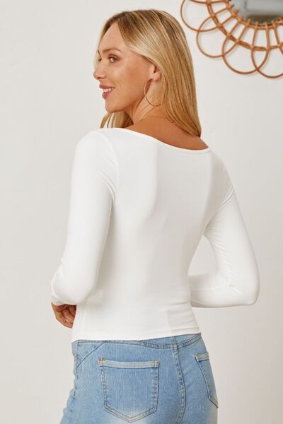 Ruched Long Sleeve T-Shirt - SELFTRITSS