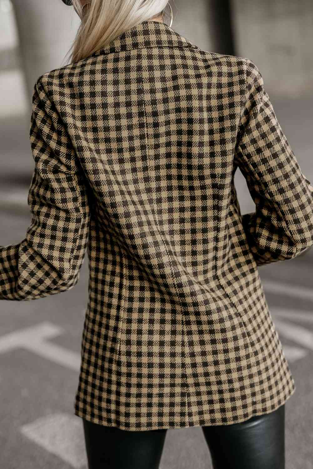 Plaid Long Sleeve Blazer - SELFTRITSS